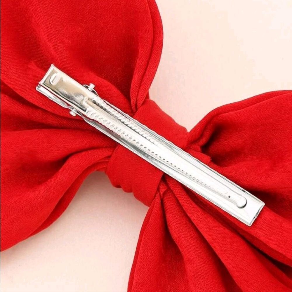 Red Hair Bow Barrette - Picture 3 of 3